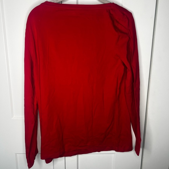 Talbots Red Long Sleeve Tee with White Bear Design - Picture 5 of 5